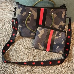 Neoprene Camo tote and Wristlet
